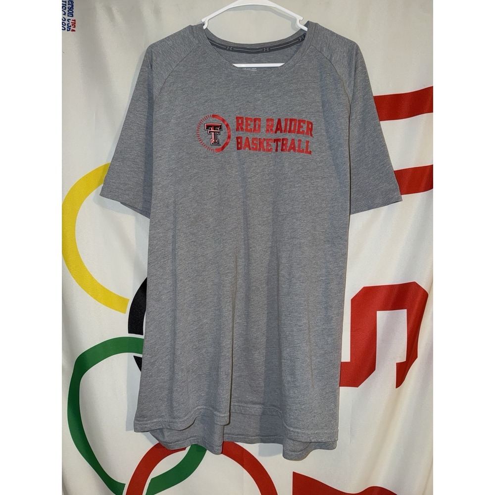 Under Armour Texas Tech Red Raiders Basketball T Shirt 2XL Gray